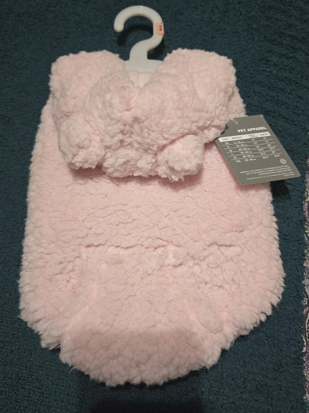 Pink Fleece Hoodie with Bear Ears - For Dogs - XS
